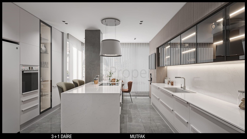 تخطيط شقق 3 + 1 ، 4 + 1 في منطقة أولوش - أنطاليا