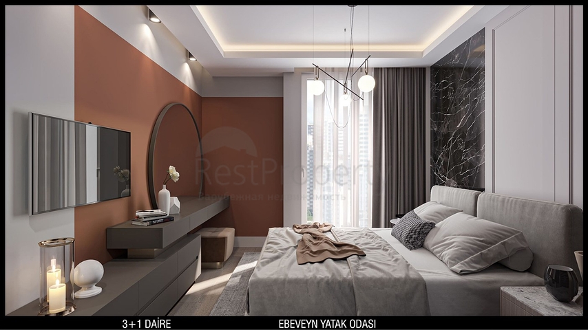 تخطيط شقق 3 + 1 ، 4 + 1 في منطقة أولوش - أنطاليا