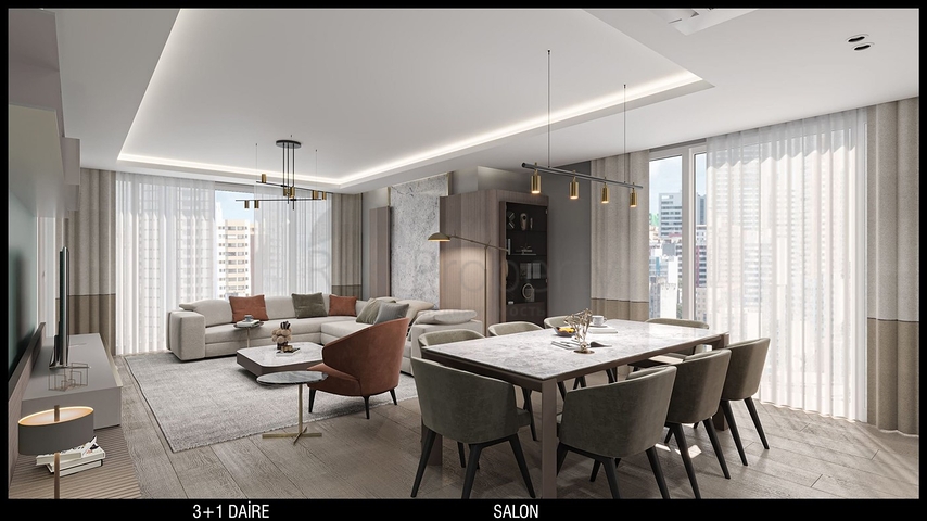 تخطيط شقق 3 + 1 ، 4 + 1 في منطقة أولوش - أنطاليا