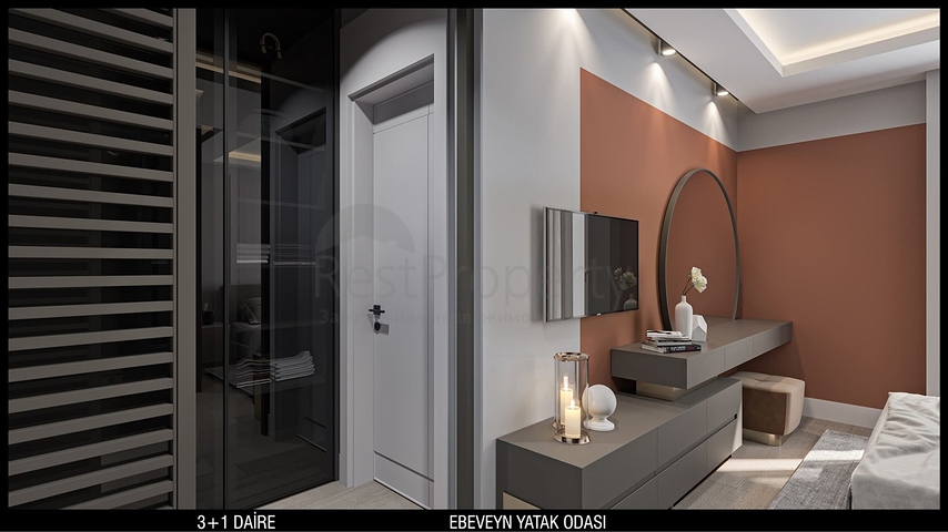 تخطيط شقق 3 + 1 ، 4 + 1 في منطقة أولوش - أنطاليا