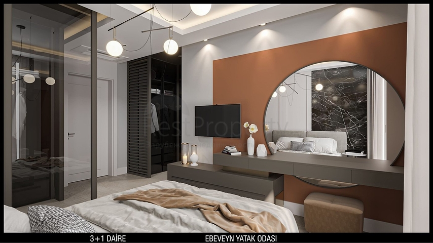 تخطيط شقق 3 + 1 ، 4 + 1 في منطقة أولوش - أنطاليا