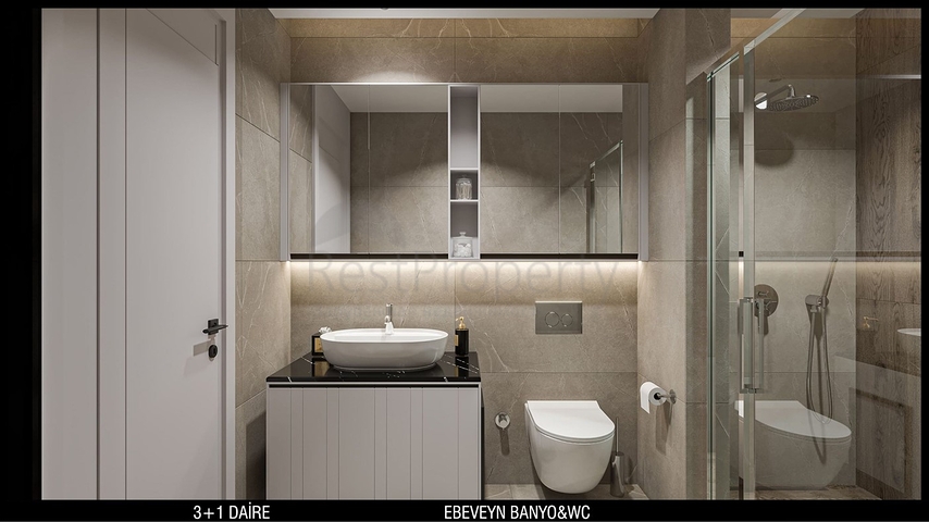 تخطيط شقق 3 + 1 ، 4 + 1 في منطقة أولوش - أنطاليا