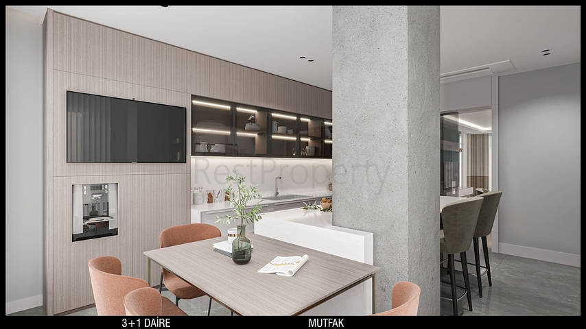 تخطيط شقق 3 + 1 ، 4 + 1 في منطقة أولوش - أنطاليا