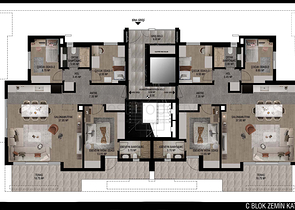 تخطيط شقق 3 + 1 ، 4 + 1 في منطقة أولوش - أنطاليا