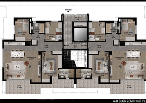 تخطيط شقق 3 + 1 ، 4 + 1 في منطقة أولوش - أنطاليا