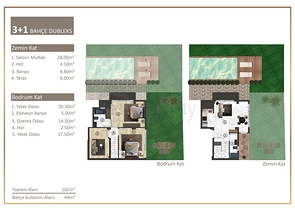 شقق 2 + 1 ، 3 + 1 مخطط لها في كونيالتي - أنطاليا