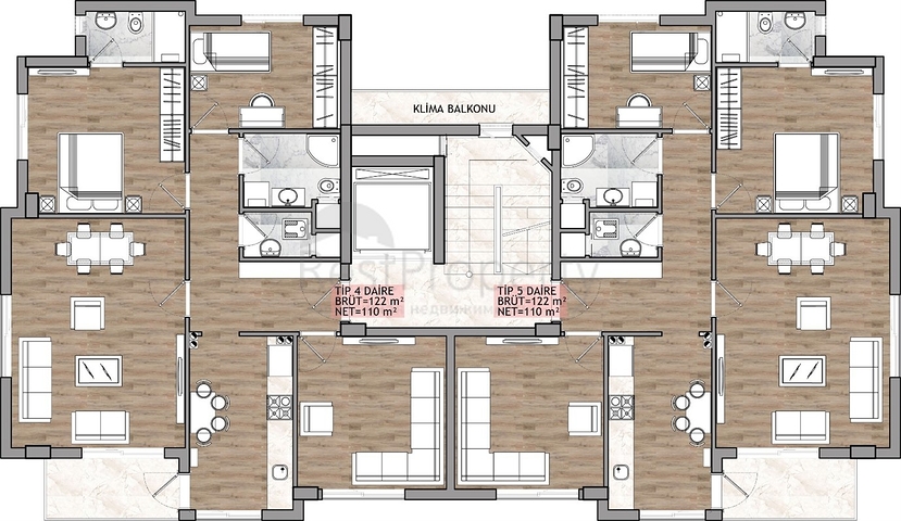 شقق 1 + 1 ، 2 + 1 ، 3 +   في كيبيز - أنطاليا