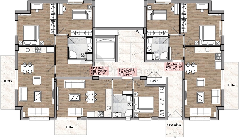 شقق 1 + 1 ، 2 + 1 ، 3 +   في كيبيز - أنطاليا