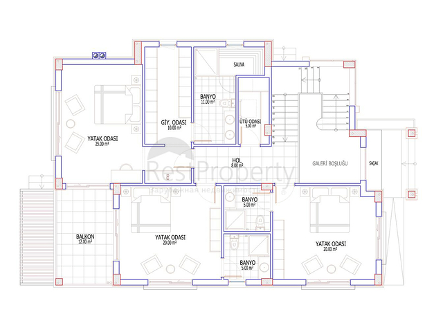 مجمع فلل 4 + 1 مخطط في دوشمالتي - أنطاليا