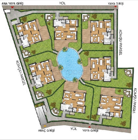 فلل في مجمع فاخر 5 + 1 في منطقة لارا المرموقة - أنطاليا