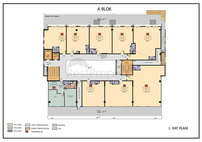  مكتب ومحلات تجارية في وسط مدينة أنطاليا