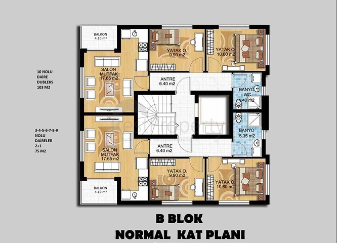 شقق 1 + 1 ، 2 + 1 و 3 + 1 في منطقة جيبزلي- أنطاليا