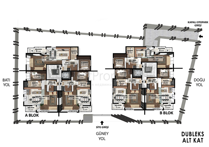 شقق دوبلكس 2+1 و 4+1 و 5+1 في وسط مدينة أنطاليا 