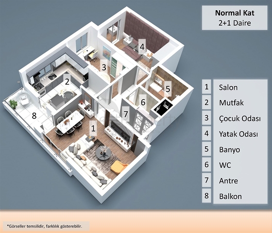 شقق دوبلكس 2+1 و 4+1 و 5+1 في وسط مدينة أنطاليا 