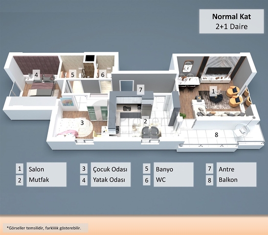 شقق دوبلكس 2+1 و 4+1 و 5+1 في وسط مدينة أنطاليا 