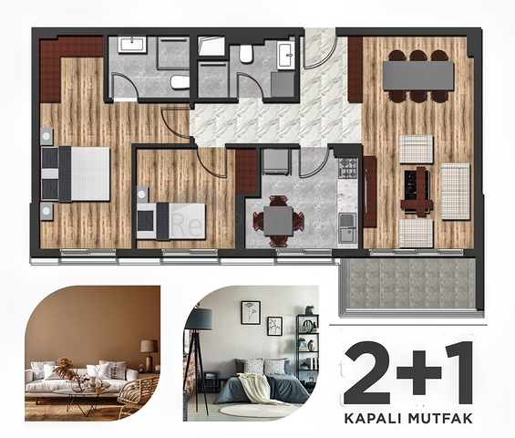 شقق تخطيط 1+1 2+1 في منطقة كيبيز-أنطاليا 
