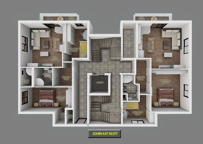 شقق 3+1 في كيبيز-منطقة أنطاليا 