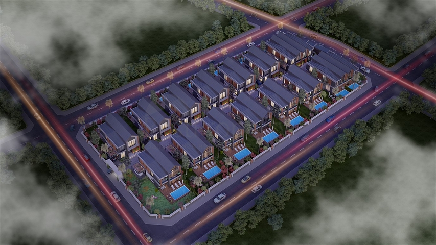 مجمع فلل 4 + 1 في منطقة ديشيميالتي-أنطاليا