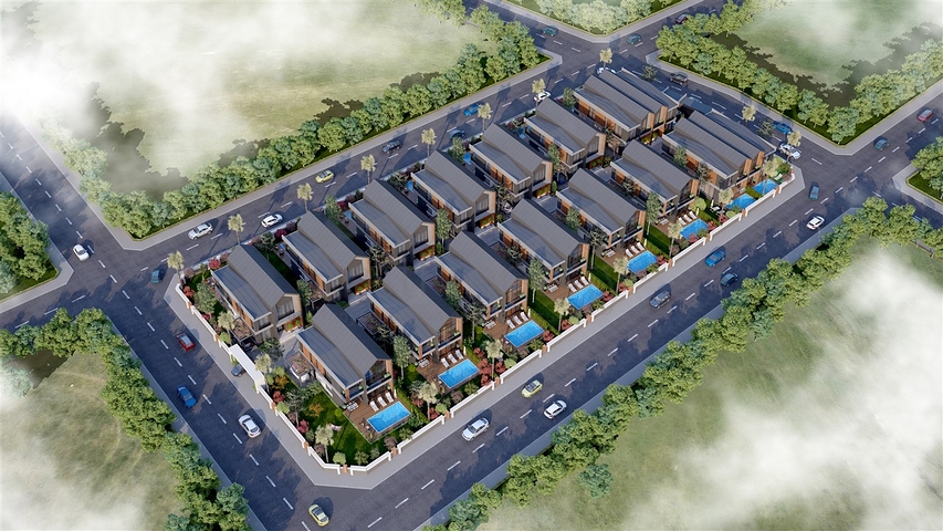 مجمع فلل 4 + 1 في منطقة ديشيميالتي-أنطاليا