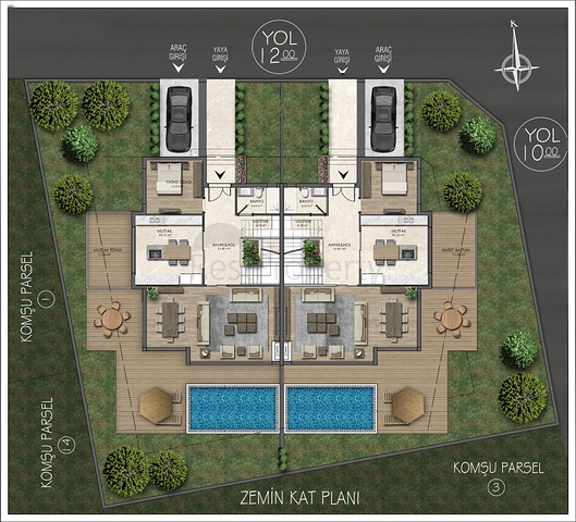 فيلا مريحة 4 + 1 في منطقة دوشيميالتي-أنطاليا 