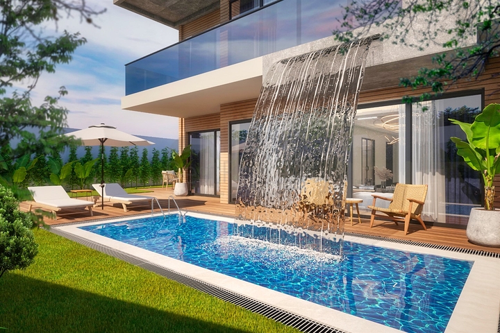 فيلا مريحة 4 + 1 في منطقة دوشيميالتي-أنطاليا 