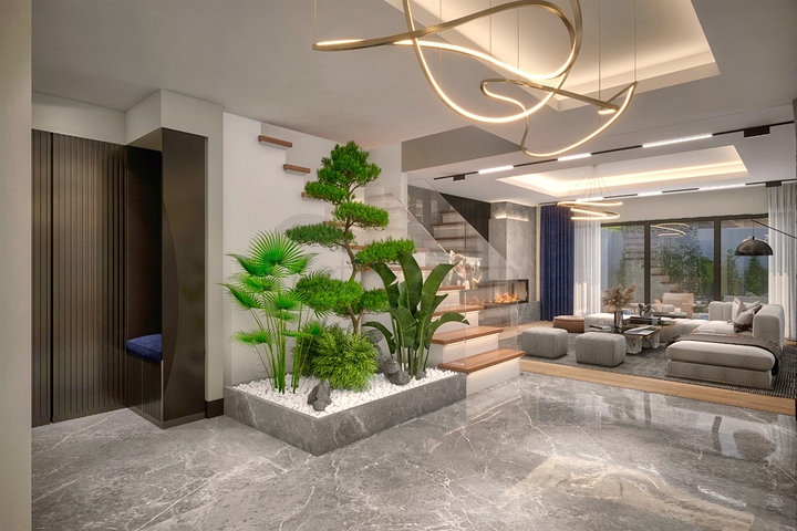 فيلا مريحة 4 + 1 في منطقة دوشيميالتي-أنطاليا 