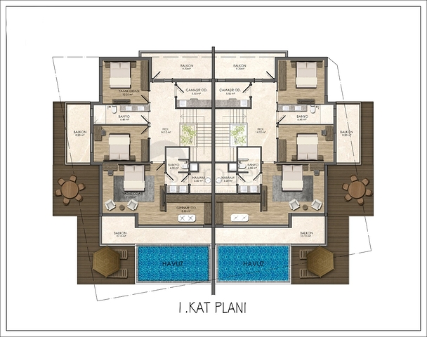 فيلا مريحة 4 + 1 في منطقة دوشيميالتي-أنطاليا 