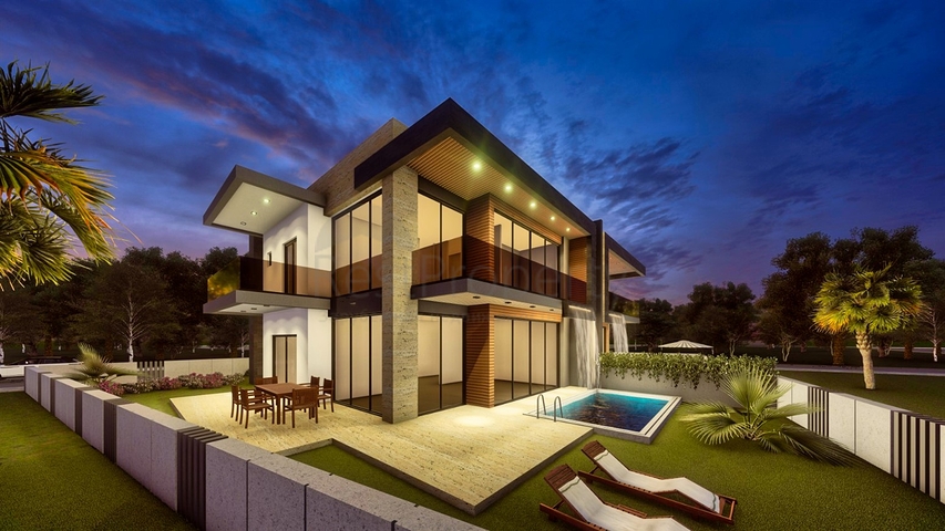 فيلا مريحة 4 + 1 في منطقة دوشيميالتي-أنطاليا 