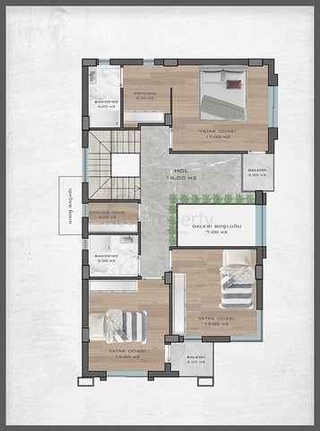 فلل مخطط طابق 4 + 2 و 6 + 2 في منطقة دوشيمالتي-أنطاليا 