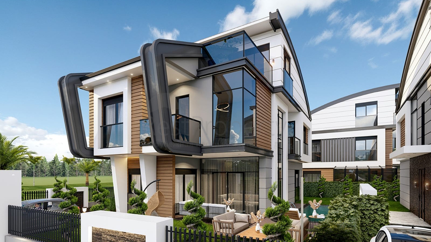 فلل مخطط طابق 4 + 2 و 6 + 2 في منطقة دوشيمالتي-أنطاليا 