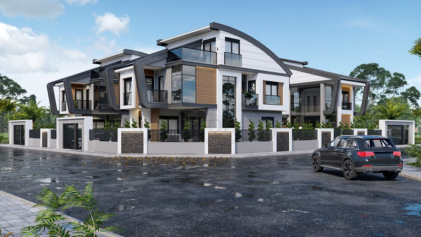 فلل مخطط طابق 4 + 2 و 6 + 2 في منطقة دوشيمالتي-أنطاليا 