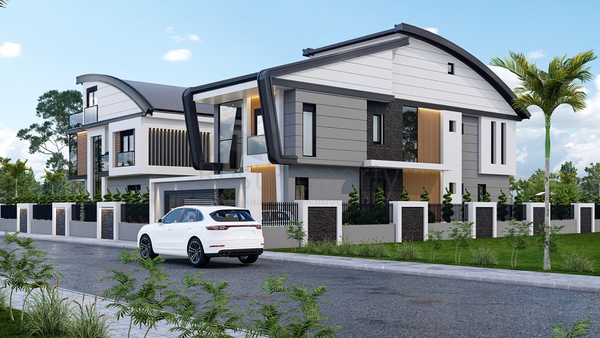 فلل مخطط طابق 4 + 2 و 6 + 2 في منطقة دوشيمالتي-أنطاليا 