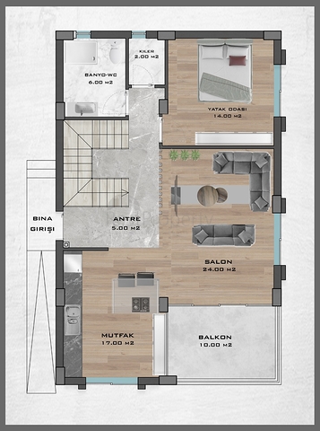 فلل مخطط طابق 4 + 2 و 6 + 2 في منطقة دوشيمالتي-أنطاليا 