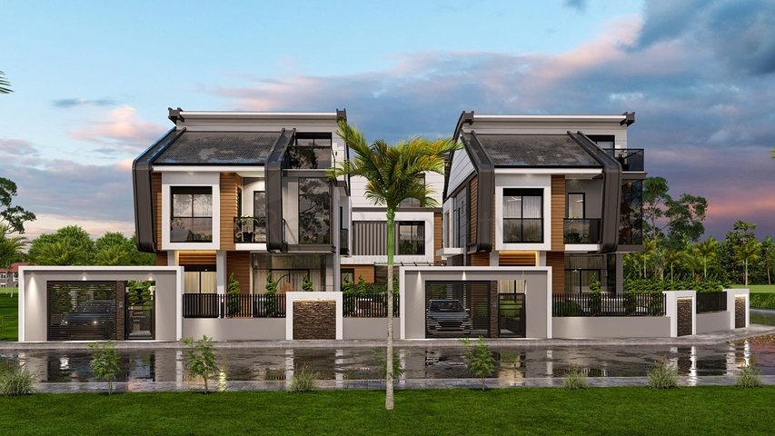 فلل مخطط طابق 4 + 2 و 6 + 2 في منطقة دوشيمالتي-أنطاليا 