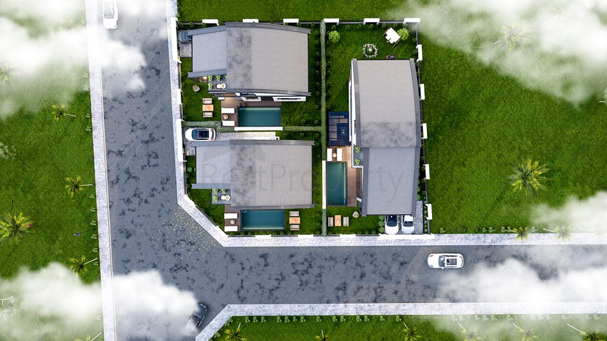 فلل مخطط طابق 4 + 2 و 6 + 2 في منطقة دوشيمالتي-أنطاليا 