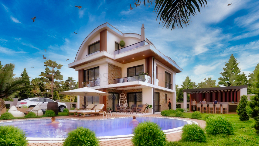 4 + 1 فيلا 800 متر من البحر في منطقة بيليك 