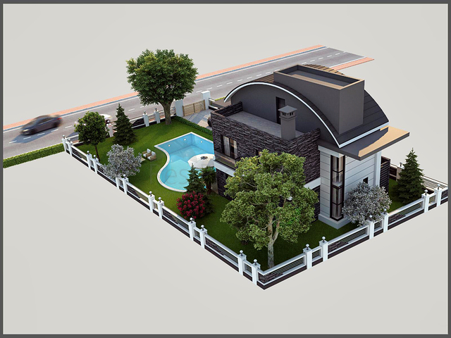 فيلا 5 + 1 بحمام سباحة في منطقة بيليك أنطاليا