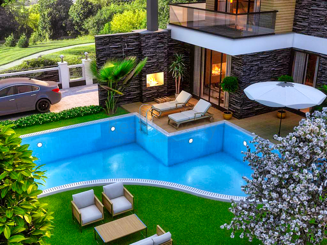 فيلا 5 + 1 بحمام سباحة في منطقة بيليك أنطاليا