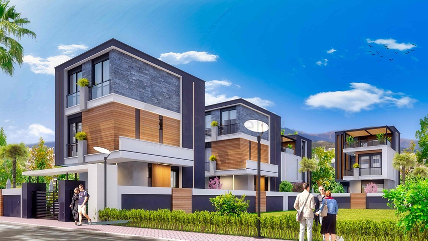 فلل في المجمع ، تخطيط 4 + 1 في منطقة دوشيميالتي-أنطاليا 