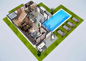 فلل في المجمع ، تخطيط 4 + 1 في منطقة دوشيميالتي-أنطاليا 