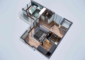 فلل في المجمع ، تخطيط 4 + 1 في منطقة دوشيميالتي-أنطاليا 