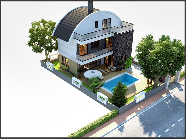 فيلا منفصلة 3 + 1 في منطقة بيليك أنطاليا 