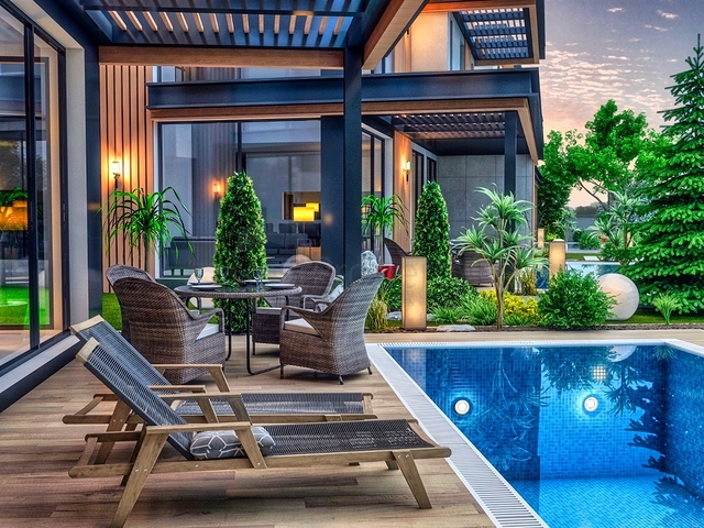 فيلا في مجمع تخطيط 9 + 2 في منطقة دوشيميالتي-أنطاليا 