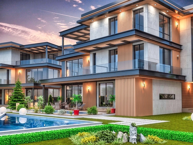 فيلا في مجمع تخطيط 9 + 2 في منطقة دوشيميالتي-أنطاليا 