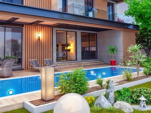 فيلا في مجمع تخطيط 9 + 2 في منطقة دوشيميالتي-أنطاليا 