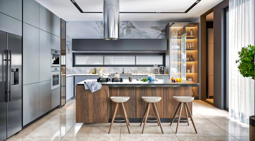 فيلا في مجمع تخطيط 9 + 2 في منطقة دوشيميالتي-أنطاليا 