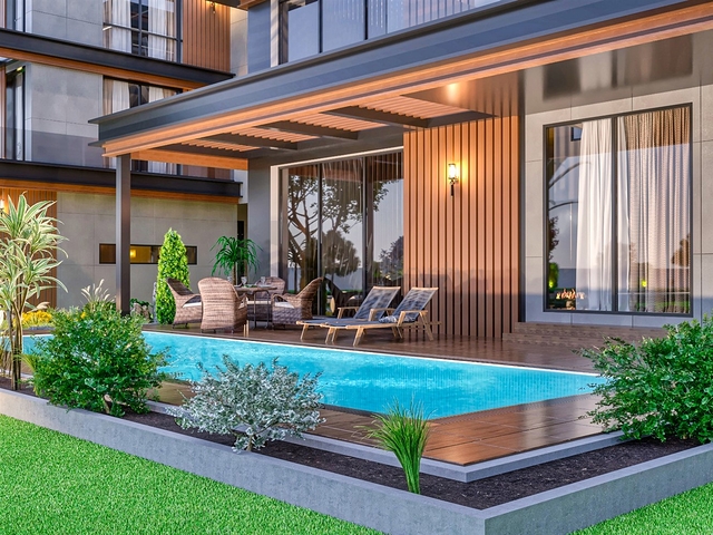 فيلا في مجمع تخطيط 9 + 2 في منطقة دوشيميالتي-أنطاليا 