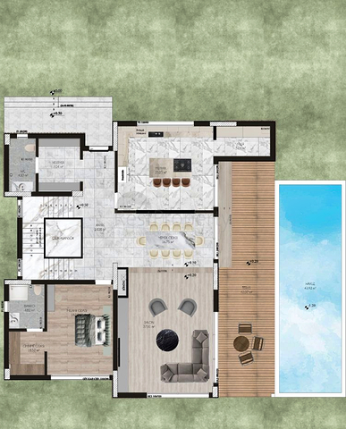 فيلا في مجمع تخطيط 9 + 2 في منطقة دوشيميالتي-أنطاليا 