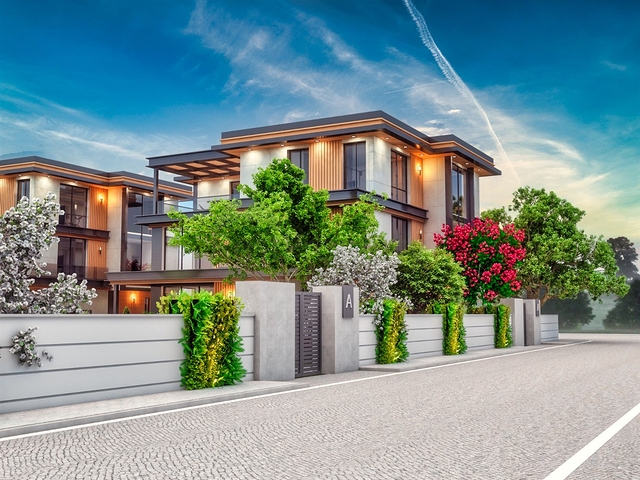 فيلا في مجمع تخطيط 9 + 2 في منطقة دوشيميالتي-أنطاليا 