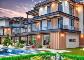 فيلا في مجمع تخطيط 9 + 2 في منطقة دوشيميالتي-أنطاليا 